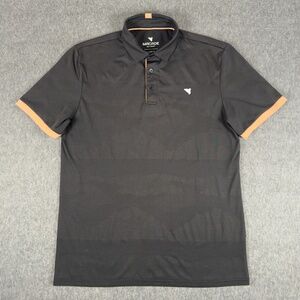 Macade Polo Shirt Mens Large Black Solid Golf Performance Stretch Short Sleeve